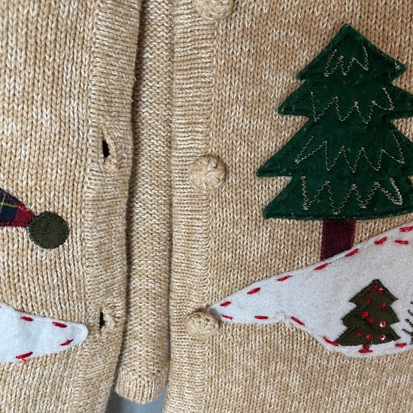 Women's Medium Tiara International Christmas Collection Sweater Snowman Cardigan - Picture 4 of 11